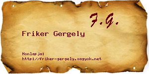 Friker Gergely névjegykártya